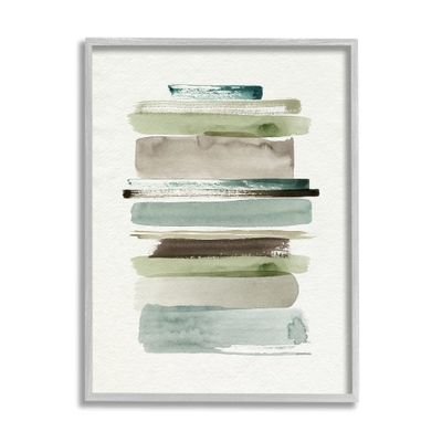 Stupell Industries Thick Line Shape Abstraction Green Brown Striped Layers