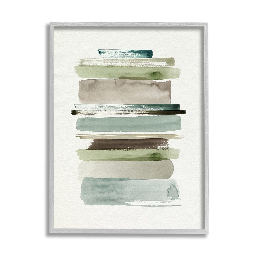 Stupell Industries Thick Line Shape Abstraction Green Brown Striped Layers