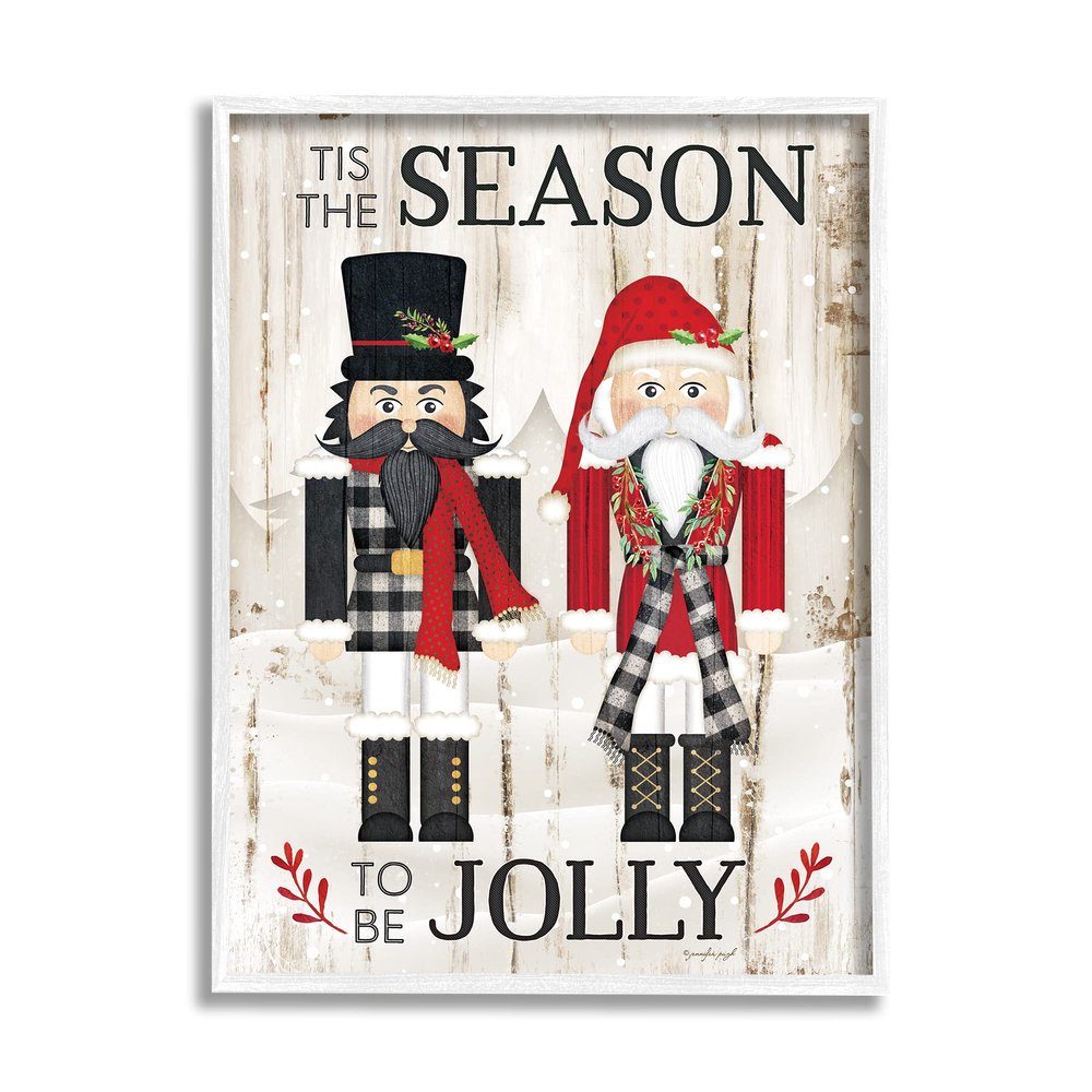 Stupell Industries Tis The Season Be Jolly Phrase Rustic Nutcrackers