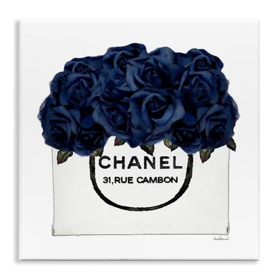 Stupell Industries 'Trendy Chic Navy Blue Roses', Wall Plaque Art, 12 x 12 Inches, Easy to Hang and Sturdy, Made in USA, by Amanda Greenwood