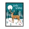 Stupell Industries Winter Wishes Saying Midnight Reindeer Forest Landscape view 1