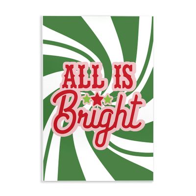Stupell Industries 'All's Bright Bold Holiday Typography Green Peppermint Spiral', Wall Plaque Art, 10 x 15 Inches, Easy to Hang and Sturdy, Made in USA, by Lil' Rue
