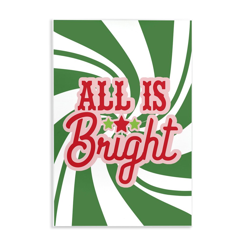 Stupell Industries 'All's Bright Bold Holiday Typography Green Peppermint Spiral', Wall Plaque Art, 10 x 15 Inches, Easy to Hang and Sturdy, Made in USA, by Lil' Rue