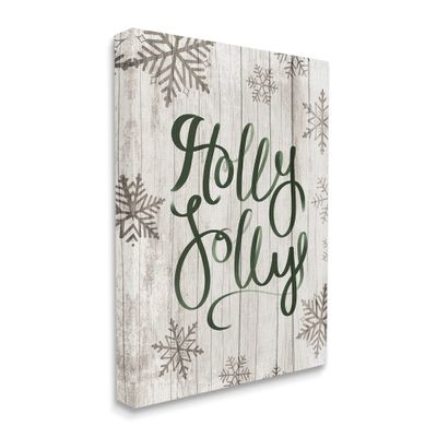 Stupell Industries Holly Jolly Festive Cursive Typography Winter Rustic Snowflakes