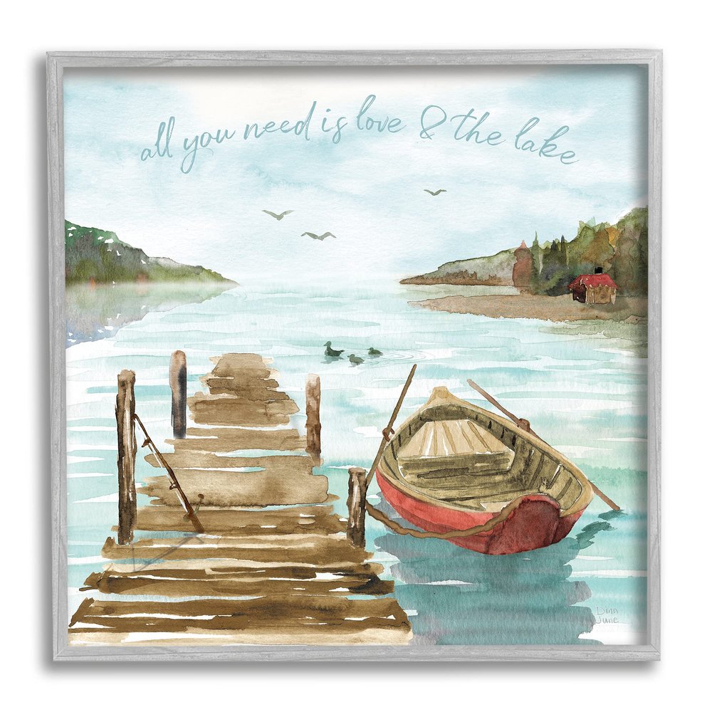 Stupell Industries Love and The Lake Sentiment Boat Dock Landscape