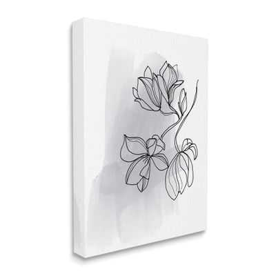 Stupell Industries Lily Floral Line Drawing Over Abstract Brush Pattern