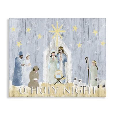 Stupell Industries Nativity Barn Stable Christmas Holiday Rustic Scene, Designed by Andi Metz Canvas Wall Art, 24x30, Blue