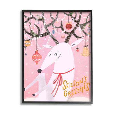 Stupell Industries Season's Greetings Sentiment Playful Christmas Ornament Reindeer