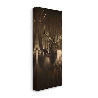 Stupell Industries Strong Buck and Woodland Deer Portrait Realistic Drawing