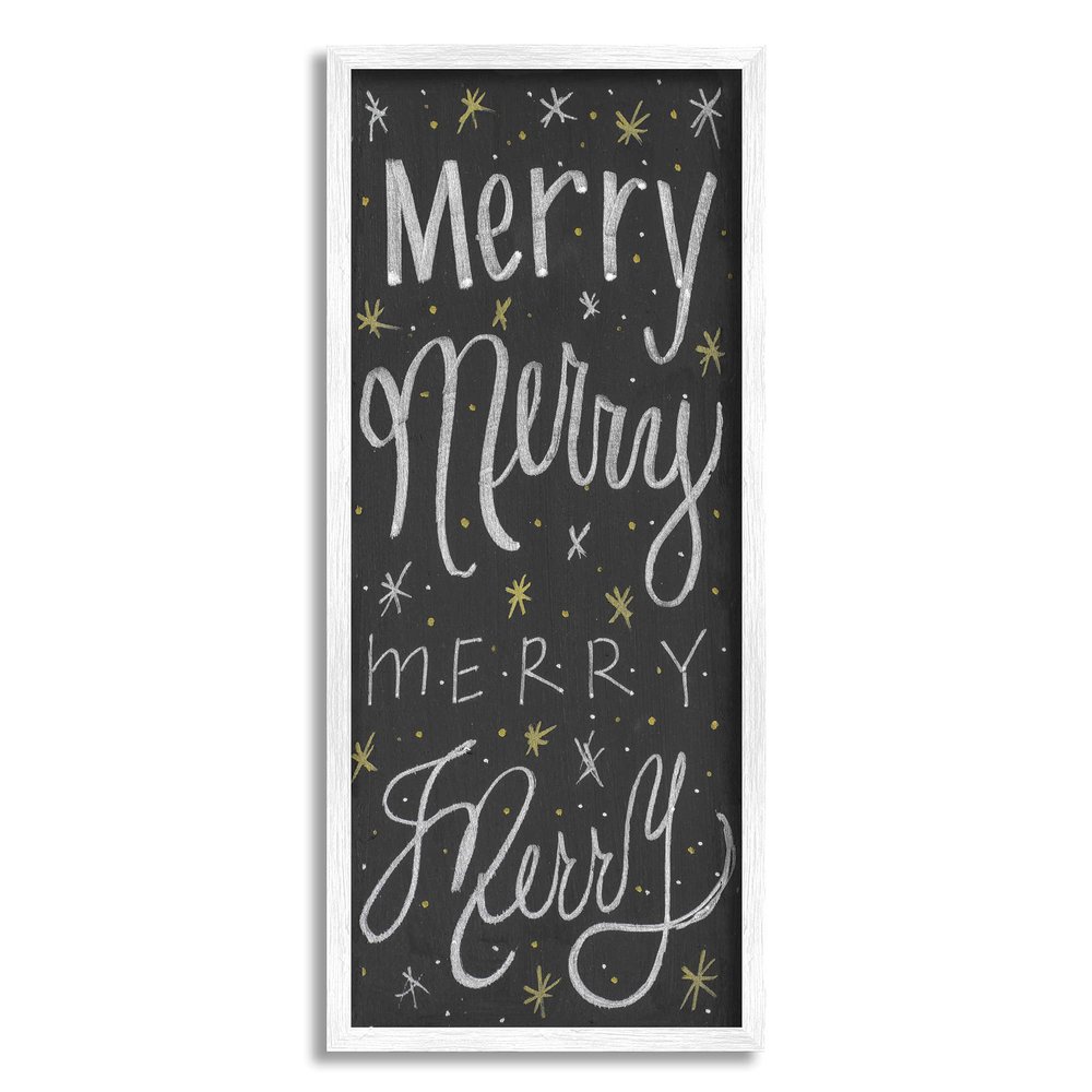 Stupell Industries Festive Merry Chalk Style Typography Chistmas Stars