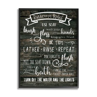 Stupell Industries Rustic Bathroom Rules Sign Good Hygiene List