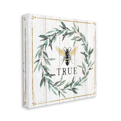 Stupell Industries Bee True Sentiment Country Floral Insect Pun