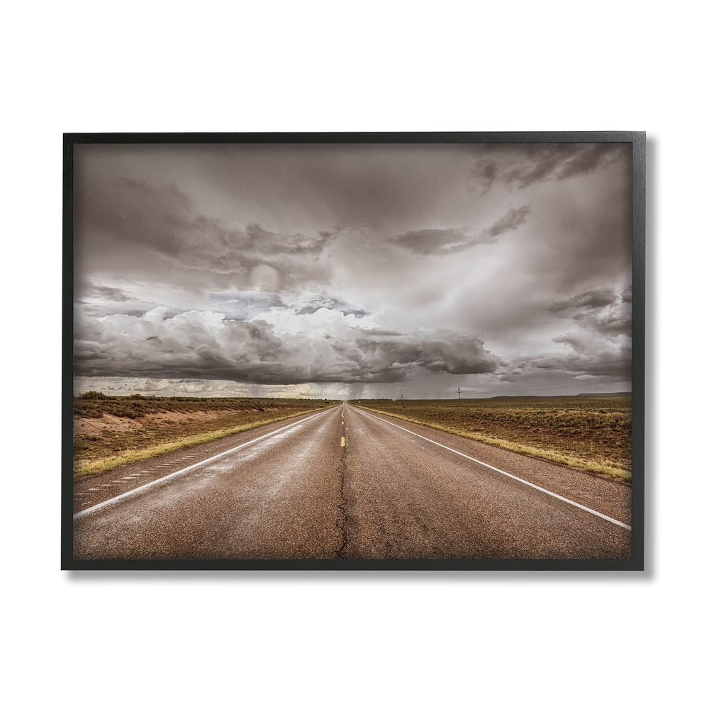 Stupell Industries Open Road Under Stormy Sky Western Landscape