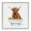 Stupell Industries Shaggy Country Cattle in Bathtub Rubber Duck, Designed by Donna Brooks Gray Framed Wall Art, 12 x 12, Brown view 1