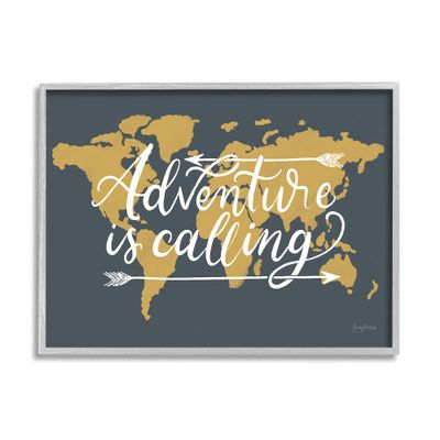 Stupell Industries Adventure is Calling Phrase Arrows Over World Map