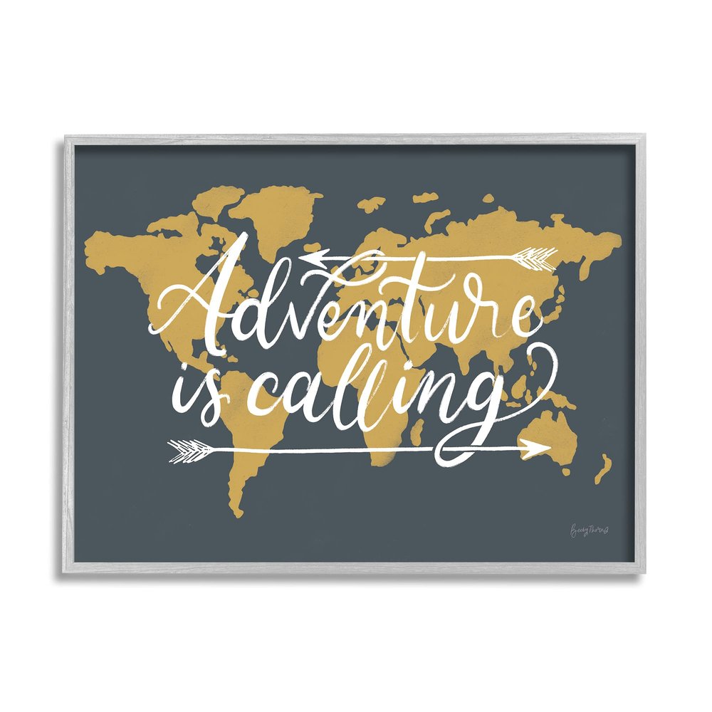 Stupell Industries Adventure is Calling Phrase Arrows Over World Map
