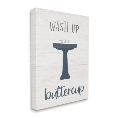 Stupell Industries Wash Up Buttercup Phrase Good Hygiene Bathroom
