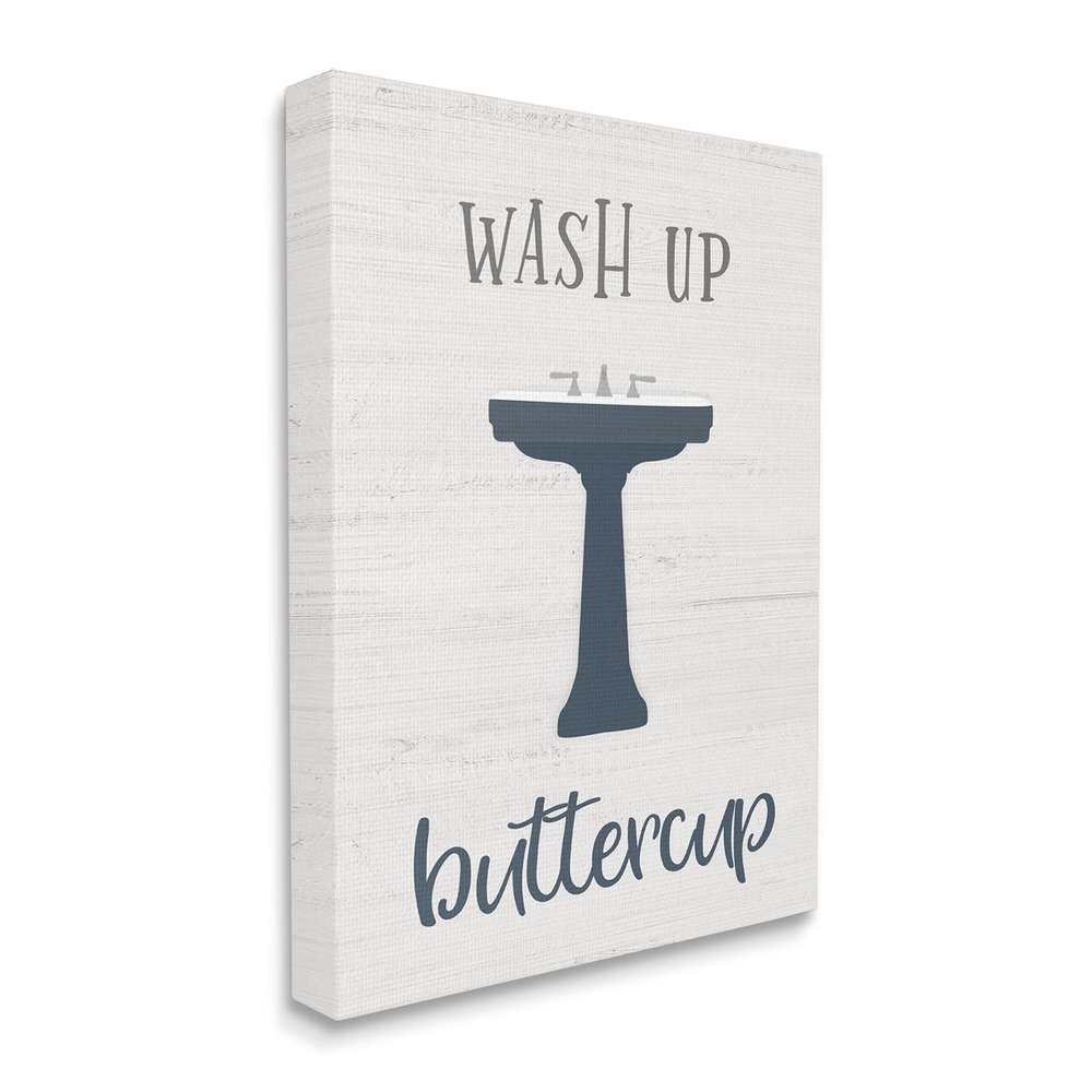 Stupell Industries Wash Up Buttercup Phrase Good Hygiene Bathroom