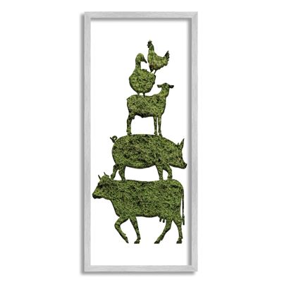 Stupell Industries Farm Animal Stack Green Grass Pattern Silhouette