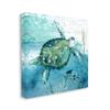 Stupell Industries Sea Tortoise and Fish Over Blue Nautical Ocean Map view 1