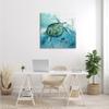 Stupell Industries Sea Tortoise and Fish Over Blue Nautical Ocean Map view 2