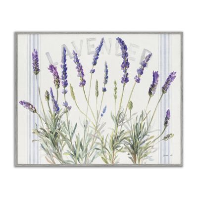 Stupell Industries Lavender Floral Cluster Farmhouse Bistro Stripes, Designed by Danhui NAI Gray Framed Wall Art, 16 x 20, Multi-Color