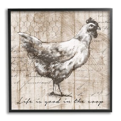 Stupell Industries Life's Good in Coop Vintage Text Farm Chicken