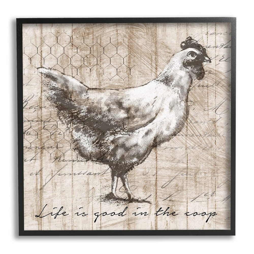 Stupell Industries Life's Good in Coop Vintage Text Farm Chicken