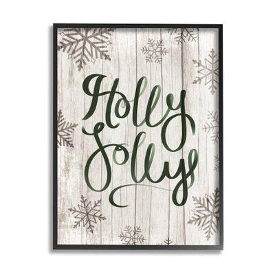Stupell Industries Holly Jolly Festive Cursive Typography Winter Rustic Snowflakes