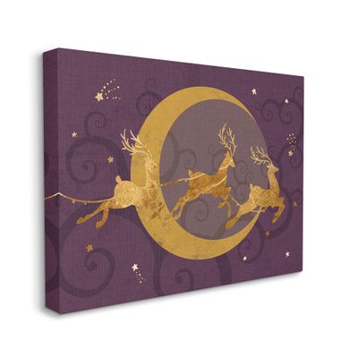 Stupell Industries Reindeers Flying Over Crescent Moon Glam Christmas Sky