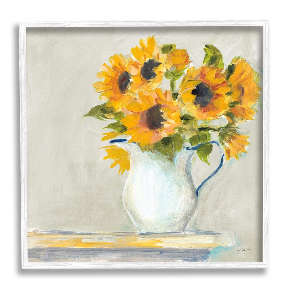 Stupell Industries Soft Petal Sunflower Vase Country Milk Jar