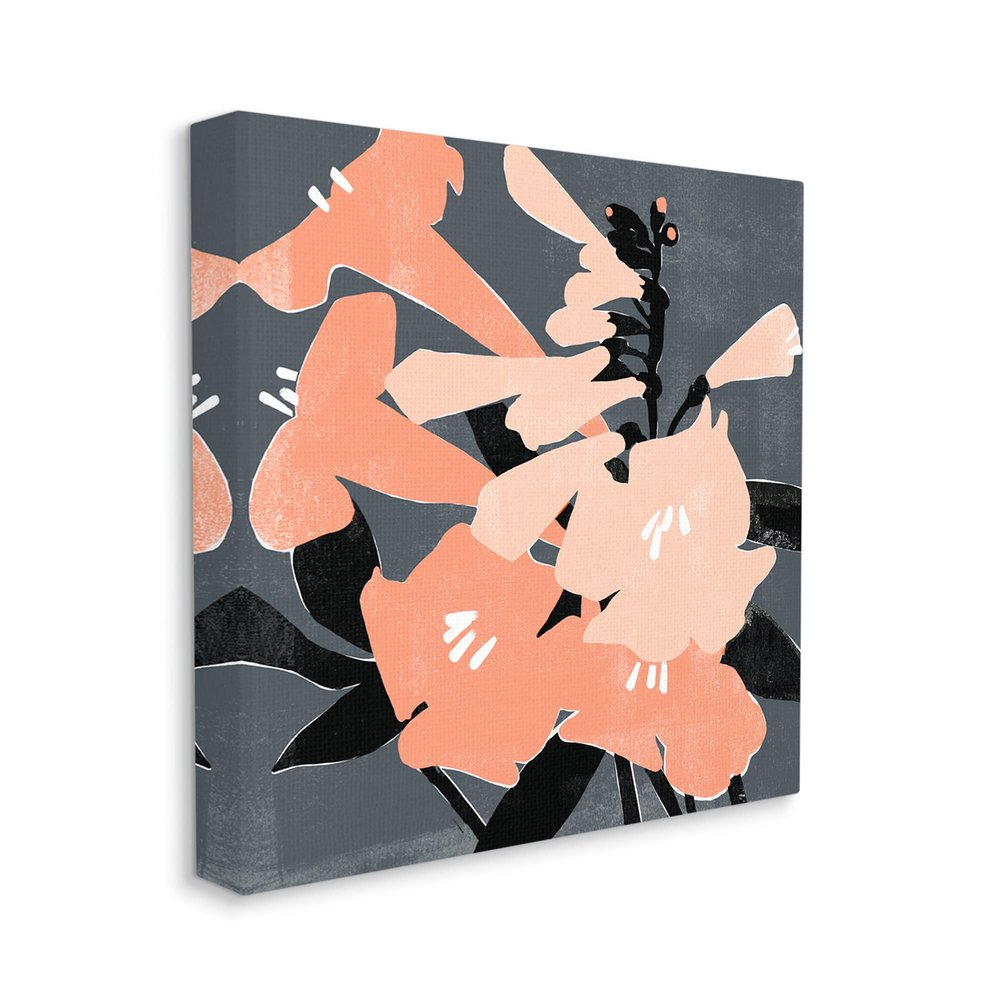 Stupell Industries Pink Pop Lilies Over Dark Grey Neutral Branches