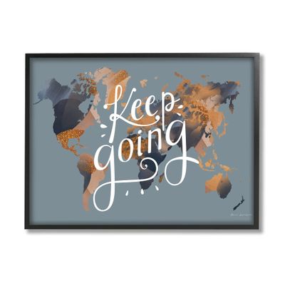 Stupell Industries Keep Going Sentiment Over Abstract Pattern World Map