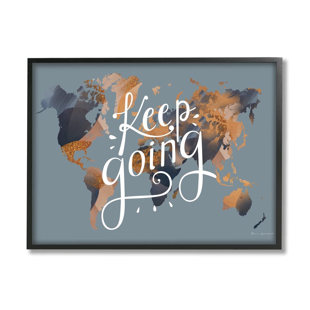 Stupell Industries Keep Going Sentiment Over Abstract Pattern World Map