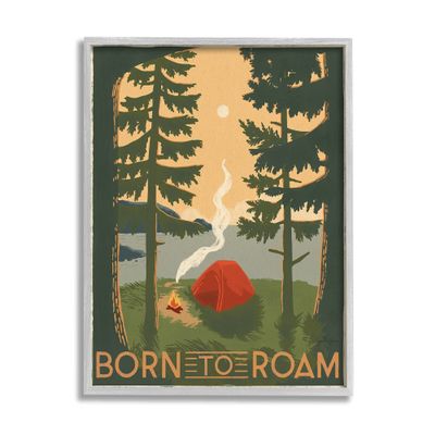 Stupell Industries Born to Roam Phrase Rustic Forest Camping Tent
