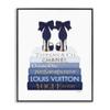Stupell Industries Navy Blue Bow Heels Chic Glam Bookstack, Designed by Amanda Greenwood Black Framed Wall Art, 16 x 20 view 1