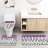 4 Piece Bathroom Mat Sets, Geometric Chevron Pattern Purple Doormats Decor Shower Curtain Rugs Bath Mat Non-Slip Toilet Seat Cover Bathroom Mat view 4