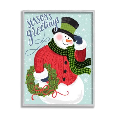 Stupell Industries Season's Greetings Expression Festive Winter Holiday Snowman