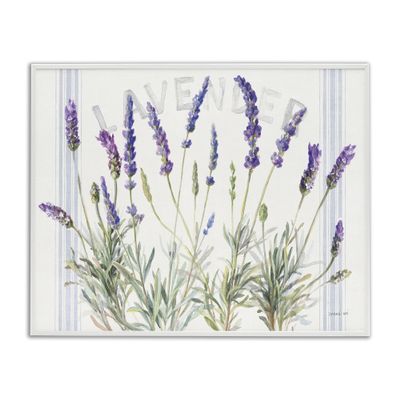 Stupell Industries Lavender Floral Cluster Farmhouse Bistro Stripes, Designed by Danhui NAI White Framed Wall Art, 16 x 20, Multi-Color