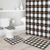 4 Piece Bathroom Mat Sets, Halloween Orange Pumpkins in Retro Black and White Plaid Doormats Decor Shower Curtain Rugs Bath Mat Non-Slip Toilet Seat Cover Bathroom Mat view 3
