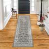 SUPERIOR Indoor Runner Rug, Plush Carpet Cover, Traditional Oriental Medallion, Perfect for Hallway, Entryway, Living Room, Dining, Bedroom, Office, Kitchen, Glendale Collection, 2' 7" x 10', Grey view 1