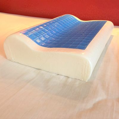 KOYOTO K-127 Cooling Gel Large Size Pillow Slow Rebound Memory Foam Pillow for Neck Care Cervical Care Wave Shape Ergonomic Contour Design Neck Pain Relieve Pillow Feeling Cool While Sleep.