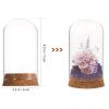 IMIKEYA 5Pcs The Bell Jar Glass Cloche with Rustic Wood Base, Tall Clear Decorative Cloche Glass Dome Display Case for Plants, Curios, Keepsakes, Heirlooms view 4