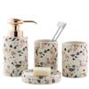 Bathroom Accessories Set4 Pcs Marble Pattern Bathroom Sets Accessories with Soap Dispenser, Toothbrush Holder, Bathroom Tumbler, Soap Dish for Birthday gift, housewarming gift, Home Decoration (I) view 1