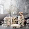 Bathroom Accessories Set4 Pcs Marble Pattern Bathroom Sets Accessories with Soap Dispenser, Toothbrush Holder, Bathroom Tumbler, Soap Dish for Birthday gift, housewarming gift, Home Decoration (I) view 2