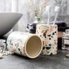 Bathroom Accessories Set4 Pcs Marble Pattern Bathroom Sets Accessories with Soap Dispenser, Toothbrush Holder, Bathroom Tumbler, Soap Dish for Birthday gift, housewarming gift, Home Decoration (I) view 4