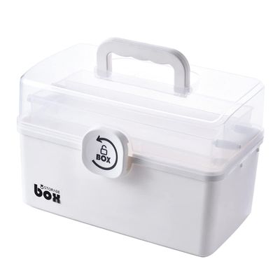 QIEUUOD Family Medicine Storage Box Extremely Large Multi-Layer Portable Emergency Medical Box with Children Large-Capacity in White, 42*26*31cm