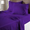 100% Egyptian Cotton 600 Thread Count 6 Pc Bed Sheets-Grand King Size, Deep Pocket Upto 21-24'' Sheet Set,Purple Stripe view 1