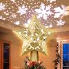 Christmas Tree Topper Projector, LED Star Tree Topper Lighted, Glitter Gold Star Topper Projector with Rotating Snowflake Projection for Indoor Christmas Tree Decor, Xmas Decorations view 1