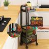 LJYT Storage Rack, Rotating Vegetable Rack, Square Black Multi-Layer Floor-Standing Shelves with Wheels-Rotating Vegetable Rack, Household Storage Rack for Kitchen, Living Room, Bathroomr view 2